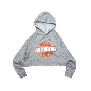 Arlington Hardware & Lumber Cropped Harley Davidson parody Hoodie Large
